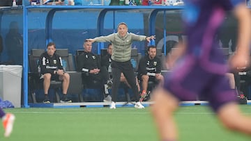 May 4, 2024; Charlotte, North Carolina, USA; Portland Timbers head coach Phil Neville reacts from the sideline during the first half against Charlotte FC at Bank of America Stadium. Mandatory Credit: Jim Dedmon-USA TODAY Sports